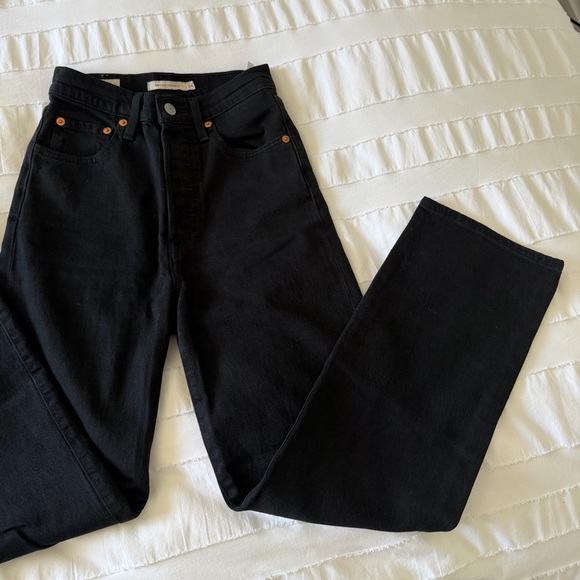 Levi’s Ribcage Straight Black High Rise Jeans Size 24 - Picture 7 of 7
